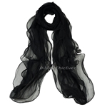 Seidenschal Chiffon Schal aus 100% Seide uni schwarz 25x185cm 3159